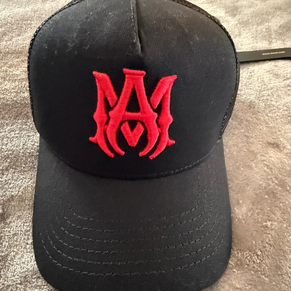AMIRI Black Hat with Red Logo